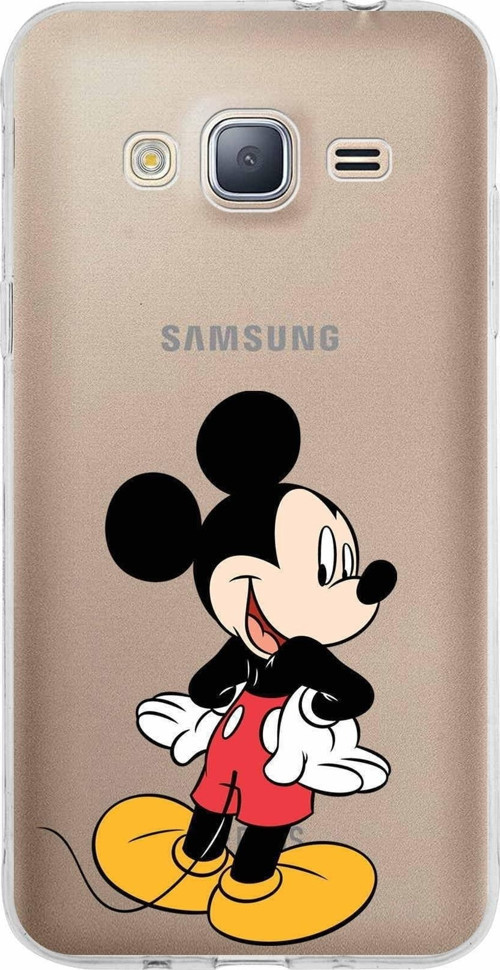 Samsung Galaxy J310 Kapak Mickey Mouse Tasarımlı Şeffaf Silikon Kılıf