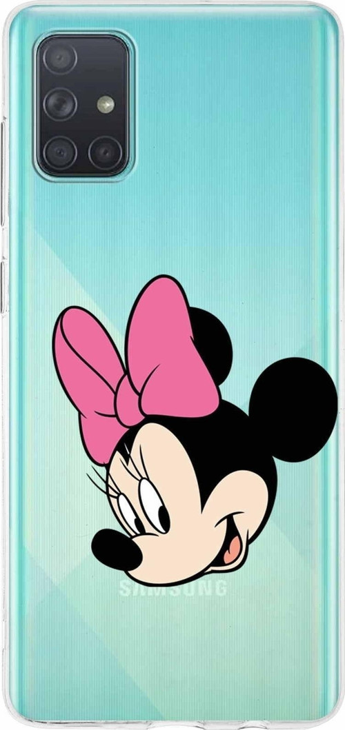Samsung Galaxy A71 Kapak Minnie Mouse Tasarımlı Şeffaf Silikon Kılıf