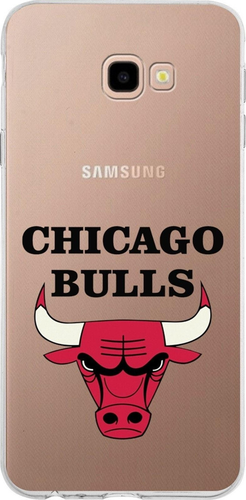 Samsung Galaxy J4 Plus Kapak Chicago Bulls Tasarımlı Şeffaf Silikon Kılıf
