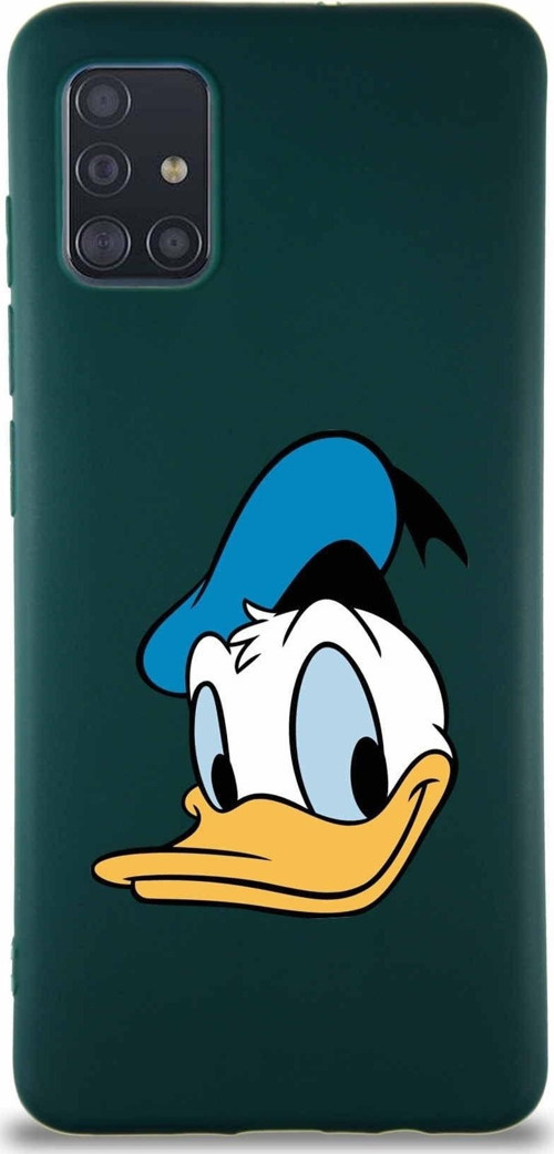 Samsung Galaxy A51 Soft Premier Kapak Donald Duck-B Tasarımlı Silikon Kılıf - Yeşil