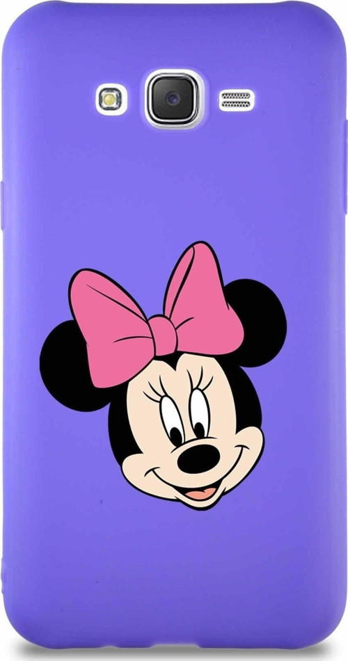 Samsung Galaxy J7 Soft Premier Kapak Minnie Mouse-C Tasarımlı Silikon Kılıf - Mor
