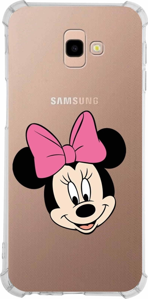 Samsung Galaxy J4 Plus Köşe Korumalı Antişok Kapak Minnie Mouse Tasarımlı Şeffaf Kılıf