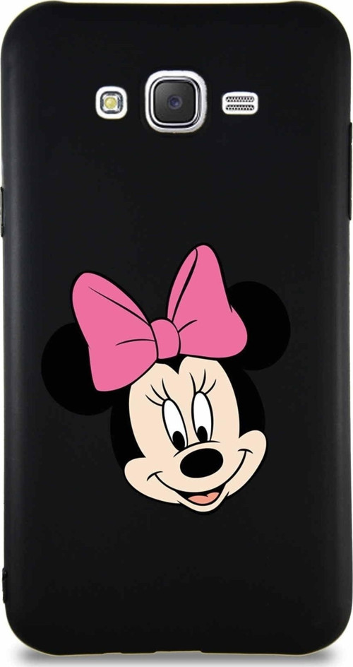 Samsung Galaxy J7 Soft Premier Kapak Minnie Mouse-C Tasarımlı Silikon Kılıf - Siyah