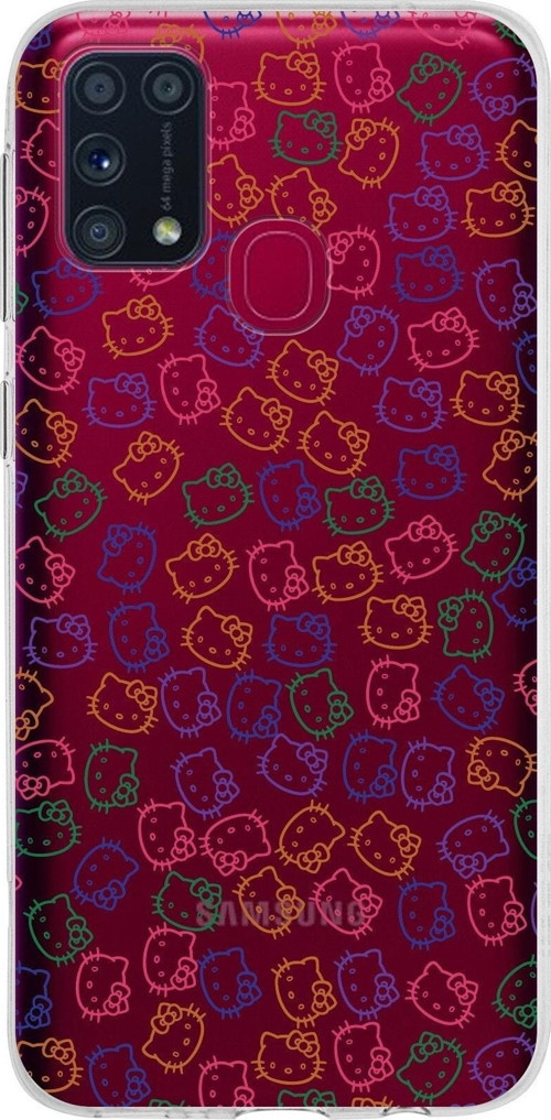 Samsung Galaxy M31 Kapak Hello Kitty Tasarımlı Şeffaf Silikon Kılıf