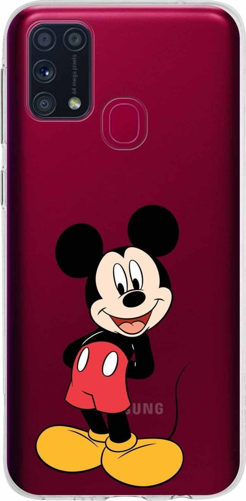 Samsung Galaxy M31 Kapak Mickey Mouse Tasarımlı Şeffaf Silikon Kılıf