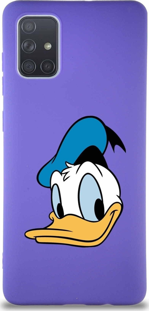 Samsung Galaxy A71 Soft Premier Kapak Donald Duck-B Tasarımlı Silikon Kılıf - Mor