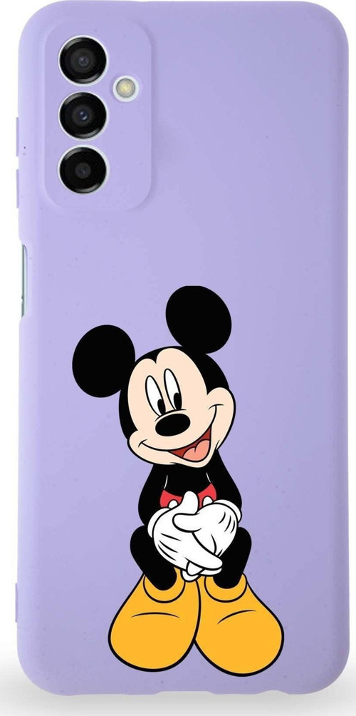 Samsung Galaxy M13 Uyumlu Lansman Kılıf Altı Kapalı Içi Kadife Mickey Mouse-A Tasarımlı Kapak
