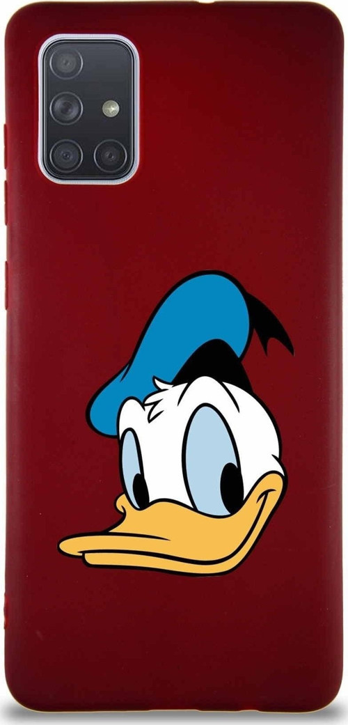 Samsung Galaxy A71 Soft Premier Kapak Donald Duck-B Tasarımlı Silikon Kılıf - Mürdüm
