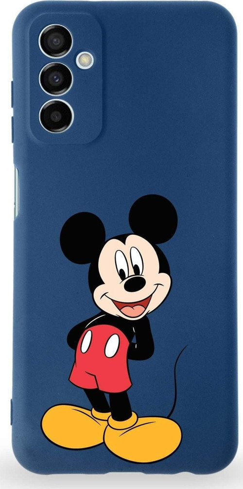 Samsung Galaxy M13 Uyumlu Lansman Kılıf Altı Kapalı Içi Kadife Mickey Mouse-B Tasarımlı Kapak