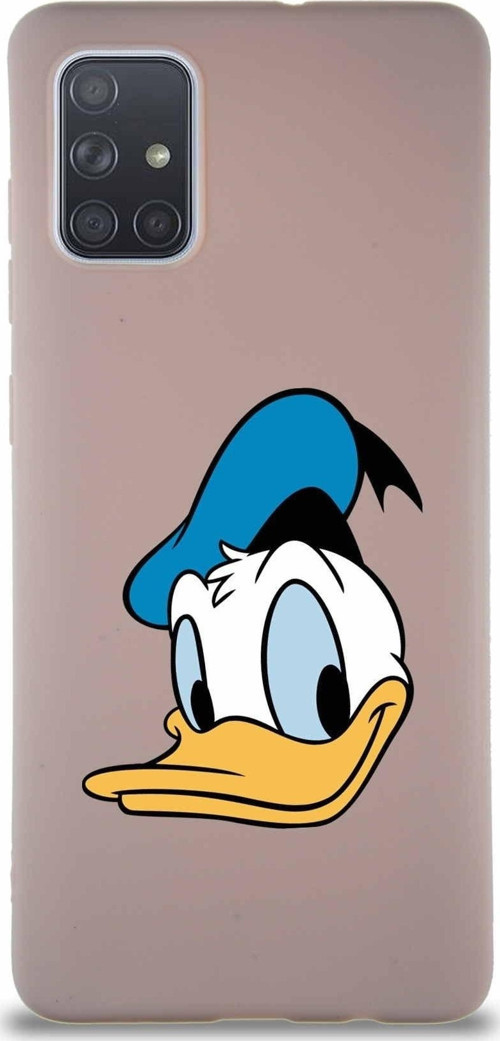 Samsung Galaxy A71 Soft Premier Kapak Donald Duck-B Tasarımlı Silikon Kılıf - Pudra