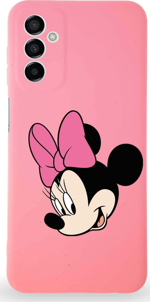 Samsung Galaxy M13 Uyumlu Lansman Kılıf Altı Kapalı Içi Kadife Minnie Mouse-B Tasarımlı Kapak