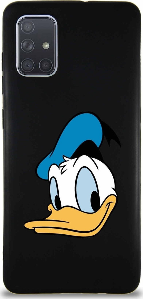 Samsung Galaxy A71 Soft Premier Kapak Donald Duck-B Tasarımlı Silikon Kılıf - Siyah
