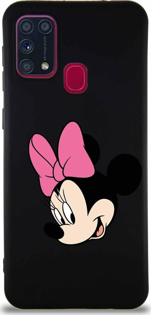 Samsung Galaxy M31 Soft Premier Kapak Minnie Mouse-B Tasarımlı Silikon Kılıf - Siyah