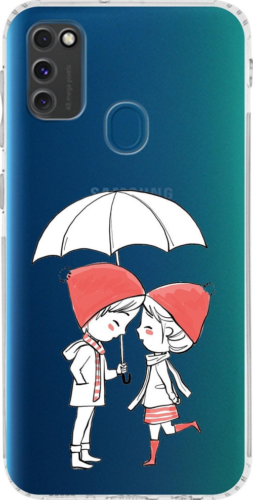 Samsung Galaxy M21 Uyumlu Kamera Korumalı Kapak Aşk Tasarımlı Şeffaf Kılıf