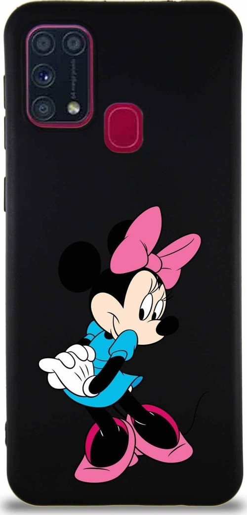 Samsung Galaxy M31 Soft Premier Kapak Minnie Mouse-F Tasarımlı Silikon Kılıf - Siyah