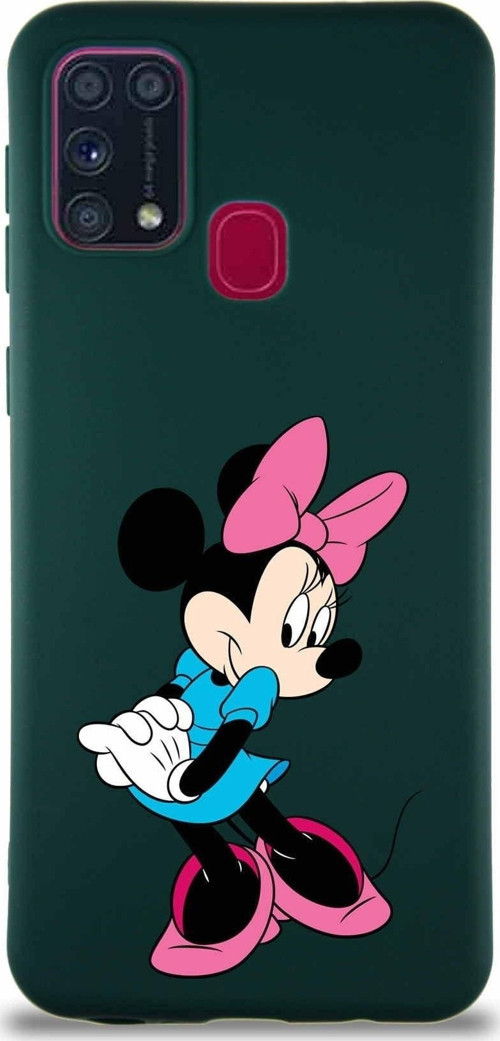 Samsung Galaxy M31 Soft Premier Kapak Minnie Mouse-F Tasarımlı Silikon Kılıf - Yeşil