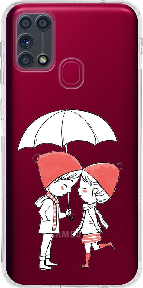 Samsung Galaxy M31 Uyumlu Kamera Korumalı Kapak Aşk Tasarımlı Şeffaf Kılıf