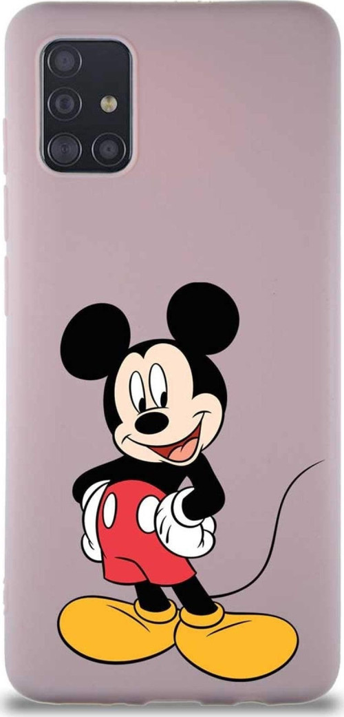 Samsung Galaxy M31S Soft Premier Kapak Mickey Mouse-E Tasarımlı Silikon Kılıf - Pudra