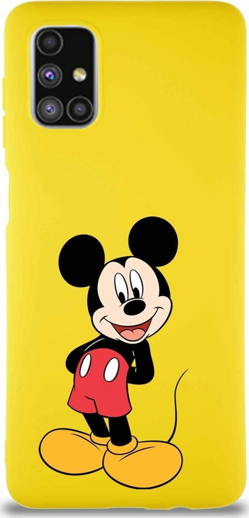 Samsung Galaxy M51 Soft Premier Kapak Mickey Mouse-B Tasarımlı Silikon Kılıf - Sarı