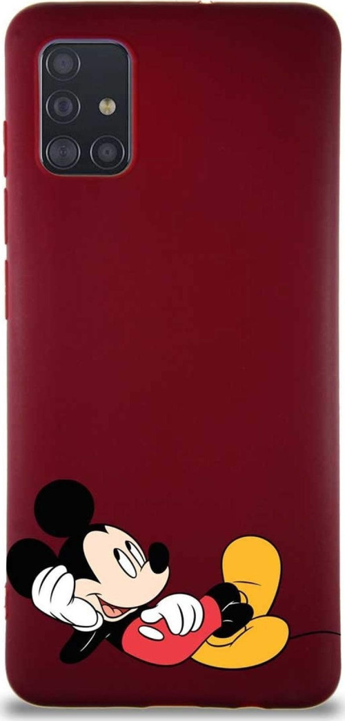 Samsung Galaxy M31S Soft Premier Kapak Mickey Mouse-F Tasarımlı Silikon Kılıf - Mürdüm