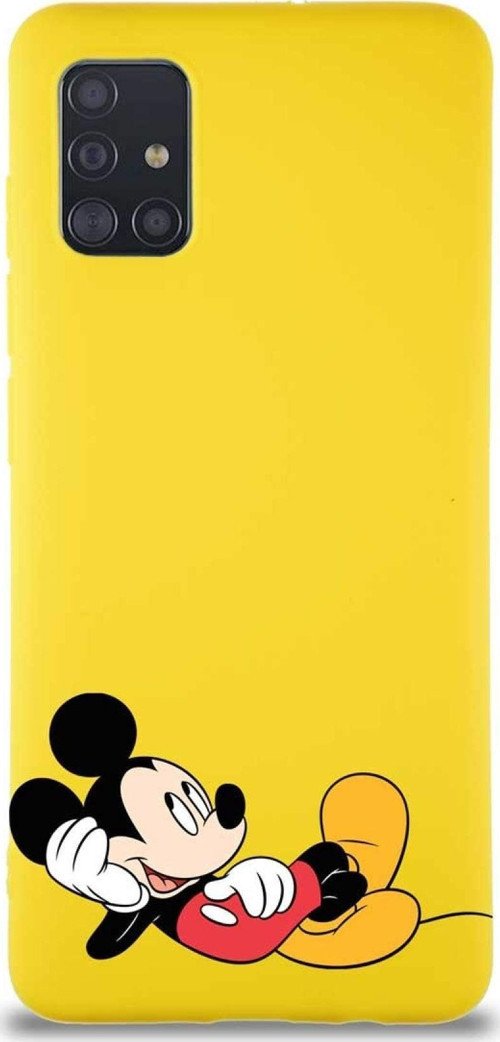 Samsung Galaxy M31S Soft Premier Kapak Mickey Mouse-F Tasarımlı Silikon Kılıf - Sarı