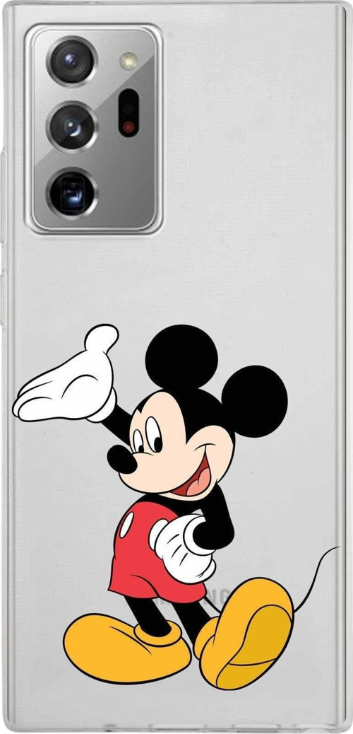 Samsung Galaxy Note 20 Ultra Kapak Mickey Mouse Tasarımlı Şeffaf Silikon Kılıf