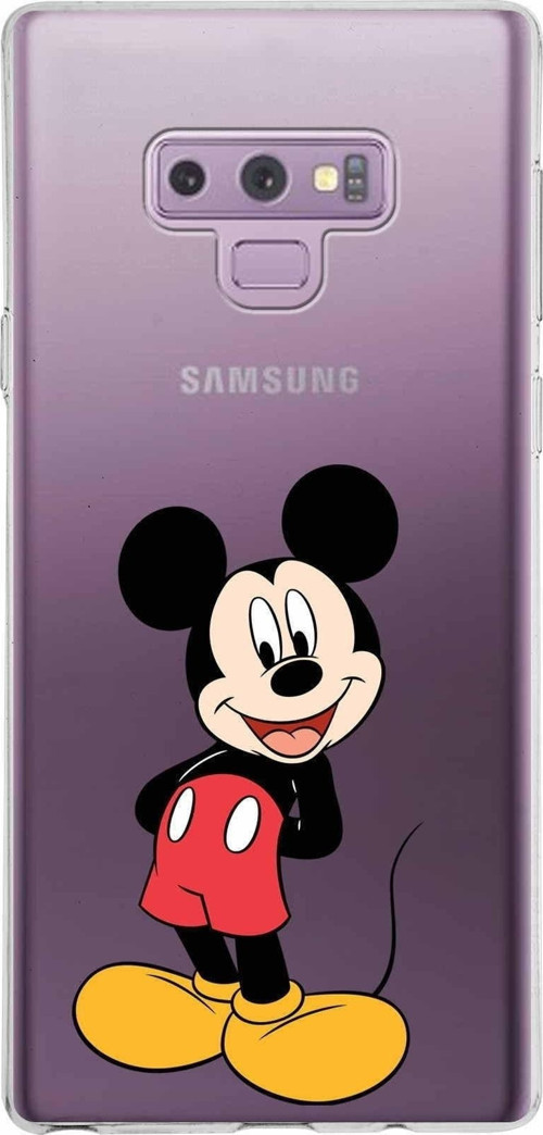 Samsung Galaxy Note 9 Kapak Mickey Mouse Tasarımlı Şeffaf Silikon Kılıf