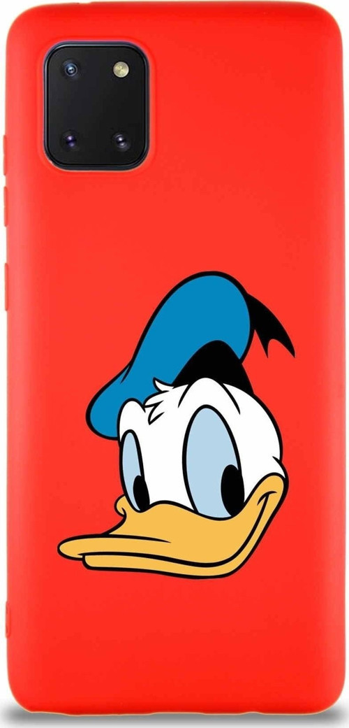 Samsung Galaxy Note 10 Lite Soft Premier Kapak Donald Duck-B Tasarımlı Silikon Kılıf - Kırmızı