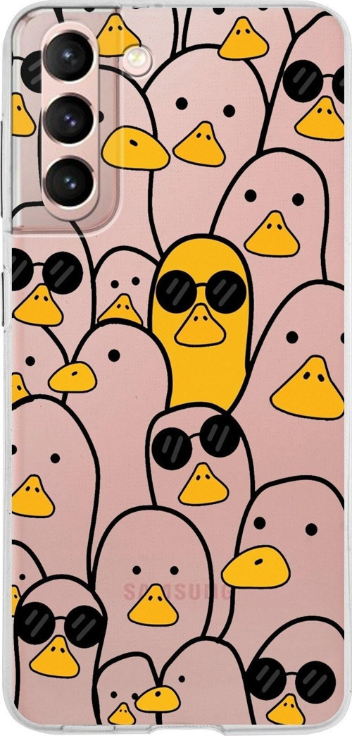 Samsung Galaxy S21 Kapak Duck Tasarımlı Şeffaf Silikon Kılıf