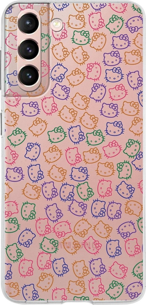 Samsung Galaxy S21 Kapak Hello Kitty Tasarımlı Şeffaf Silikon Kılıf