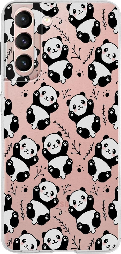 Samsung Galaxy S21 Kapak Panda Tasarımlı Şeffaf Silikon Kılıf
