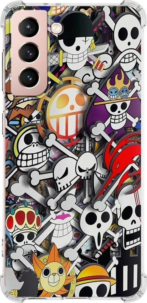 Samsung Galaxy S21 Köşe Korumalı Antişok Kapak Anime Tasarımlı Şeffaf Silikon Kılıf