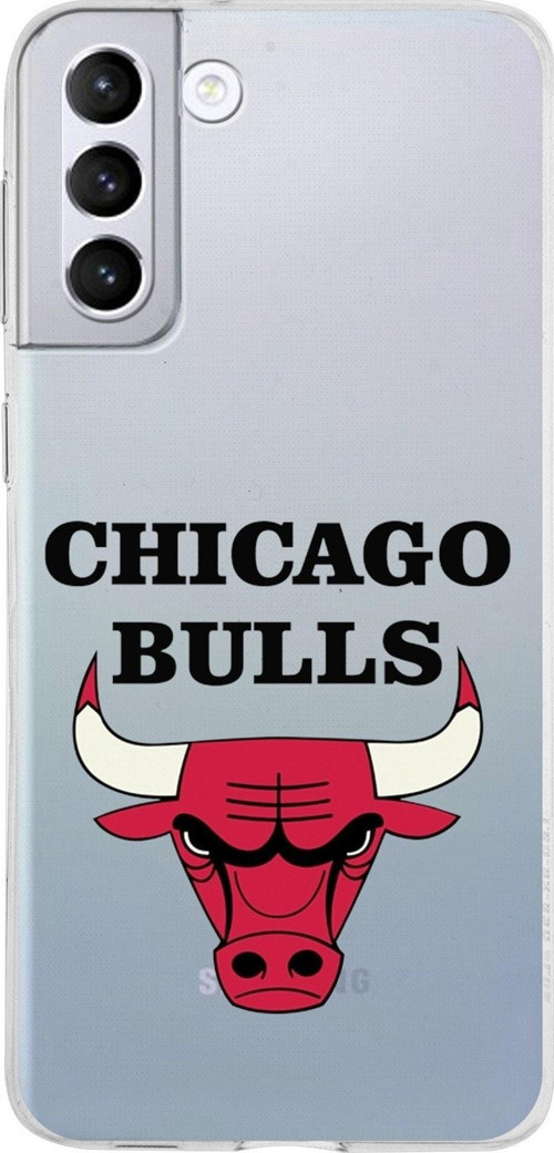 Samsung Galaxy S21 Plus Kapak Chicago Bulls Tasarımlı Şeffaf Silikon Kılıf