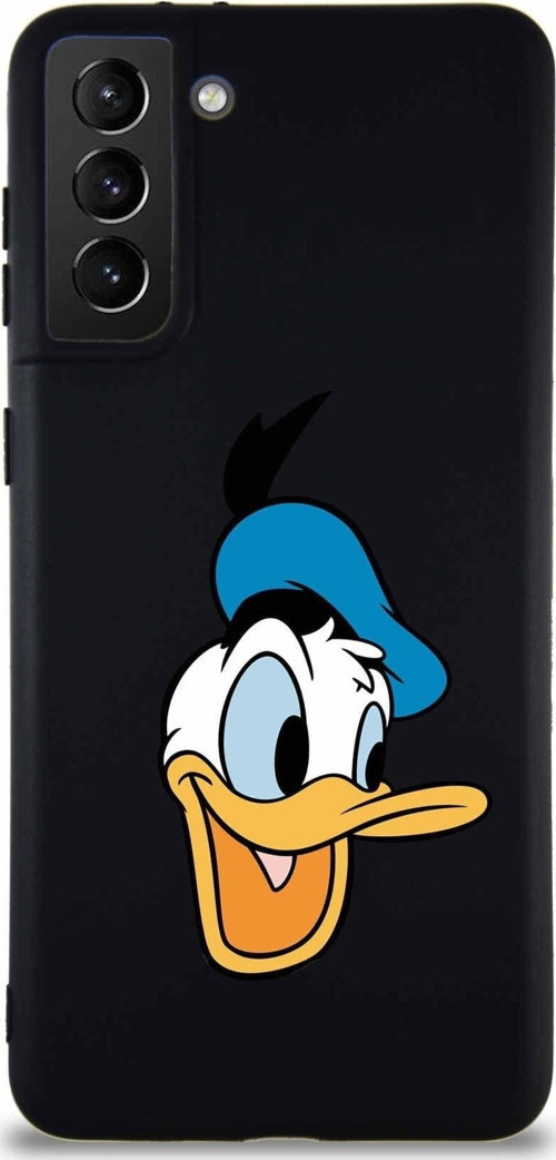 Samsung Galaxy S21 Plus Soft Premier Kapak Donald Duck-A Tasarımlı Silikon Kılıf - Siyah