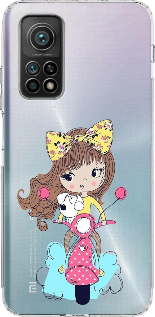 Xiaomi Mi 10T Kamera Korumalı Kapak Vespagirl Tasarımlı Şeffaf Kılıf