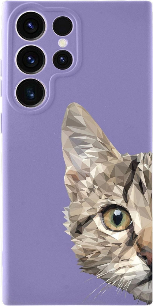 Samsung Galaxy S23 Ultra Uyumlu Lansman Kılıf Catface Tasarımlı Içi Kadife Kapak-Lila