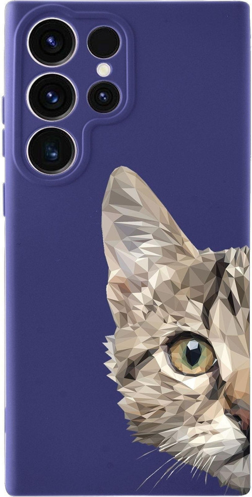 Samsung Galaxy S23 Ultra Uyumlu Lansman Kılıf Catface Tasarımlı Içi Kadife Kapak-Mor