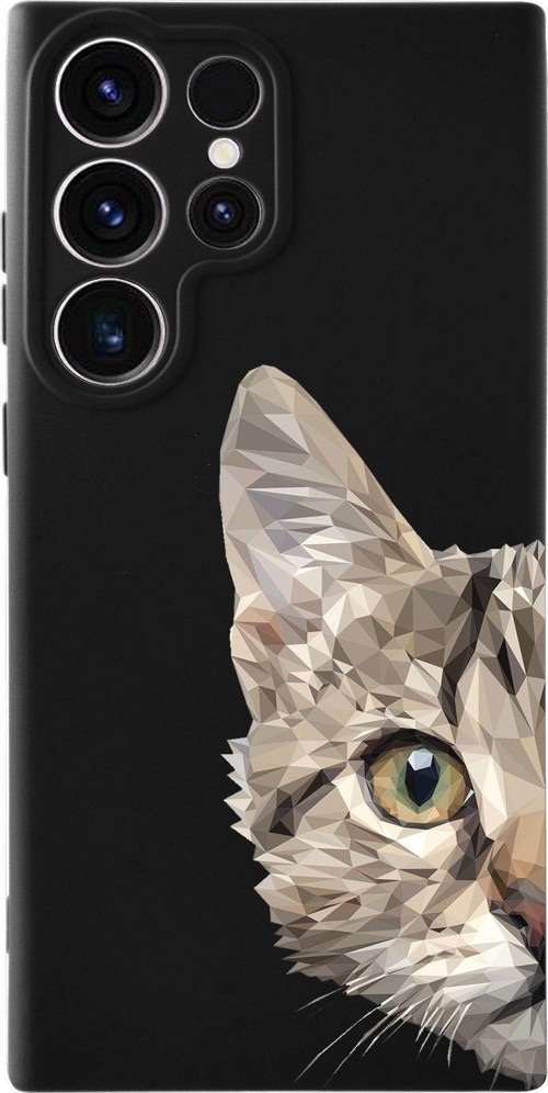 Samsung Galaxy S23 Ultra Uyumlu Lansman Kılıf Catface Tasarımlı Içi Kadife Kapak-Siyah