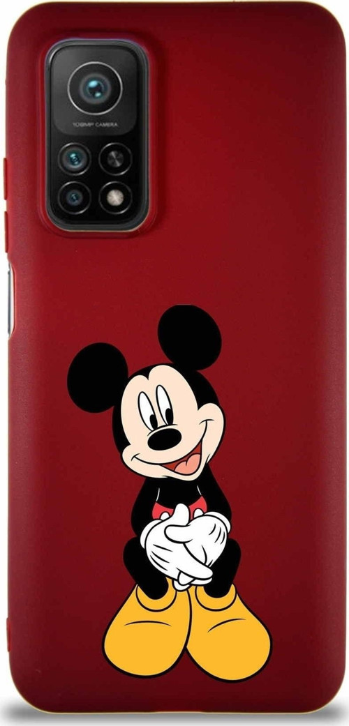 Xiaomi Mi 10T Pro Soft Premier Kapak Mickey Mouse-A Tasarımlı Silikon Kılıf - Mürdüm