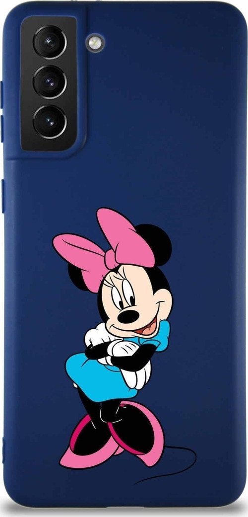 Samsung Galaxy S21 Plus Soft Premier Kapak Minnie Mouse-D Tasarımlı Silikon Kılıf - Lacivert