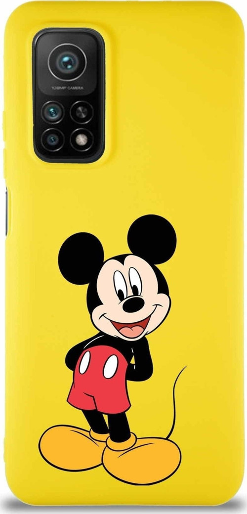 Xiaomi Mi 10T Pro Soft Premier Kapak Mickey Mouse-B Tasarımlı Silikon Kılıf - Sarı