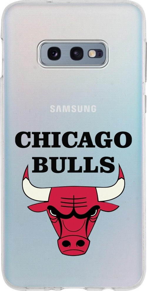 Samsung Galaxy S10E Uyumlu Kapak Chicago Bulls Tasarımlı Şeffaf Silikon Kılıf