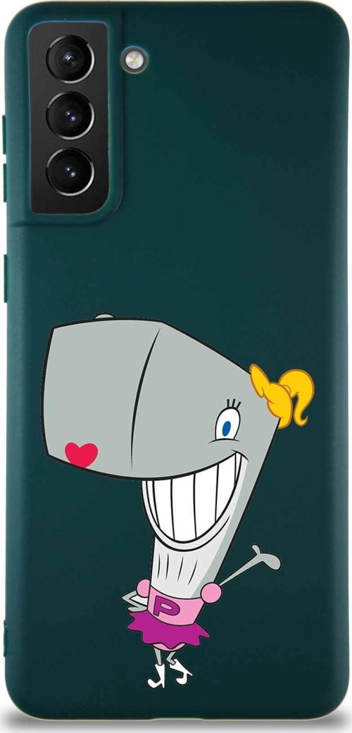 Samsung Galaxy S21 Plus Soft Premier Kapak Pearl Yengeç Tasarımlı Silikon Kılıf - Yeşil