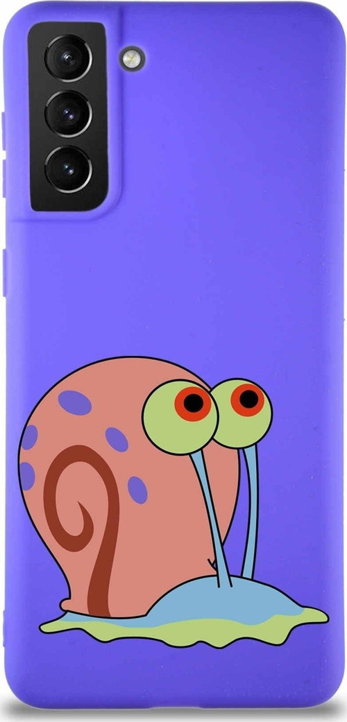 Samsung Galaxy S21 Plus Soft Premier Kapak Salyangoz Gary Tasarımlı Silikon Kılıf - Mor