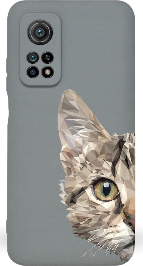 Xiaomi Mi 10T Pro Uyumlu Lansman Kılıf Catface Tasarımlı Içi Kadife Kapak-Gri