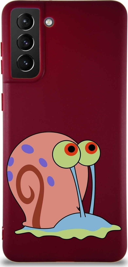 Samsung Galaxy S21 Plus Soft Premier Kapak Salyangoz Gary Tasarımlı Silikon Kılıf - Mürdüm