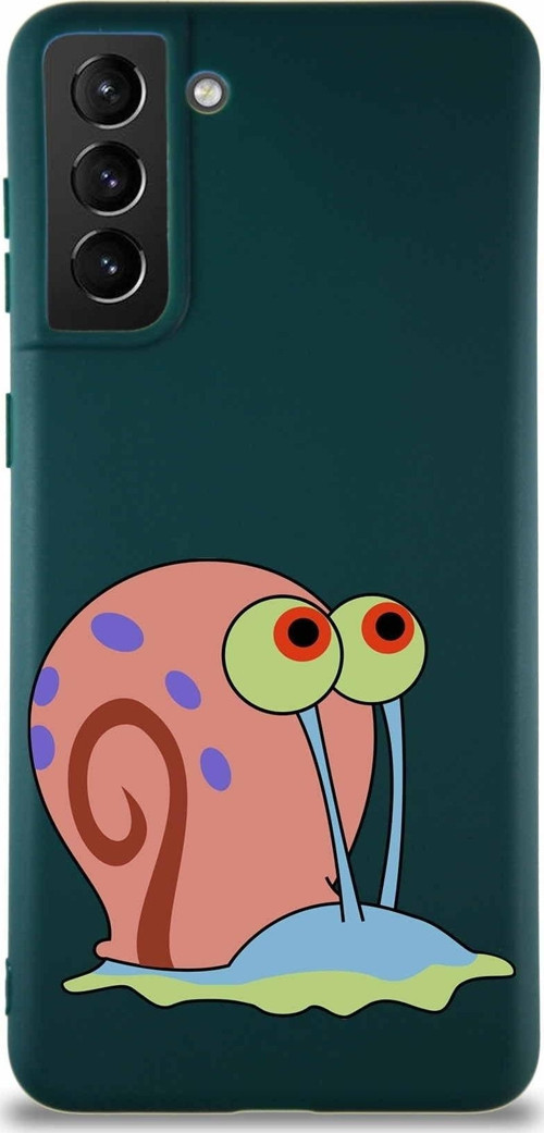 Samsung Galaxy S21 Plus Soft Premier Kapak Salyangoz Gary Tasarımlı Silikon Kılıf - Yeşil
