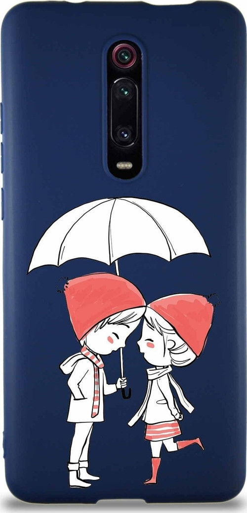 Xiaomi Mi 9T Pro Soft Premier Kapak Aşk Tasarımlı Silikon Kılıf - Lacivert