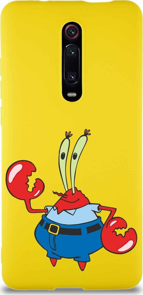 Xiaomi Mi 9T Pro Soft Premier Kapak Bay Yengeç Tasarımlı Silikon Kılıf - Sarı