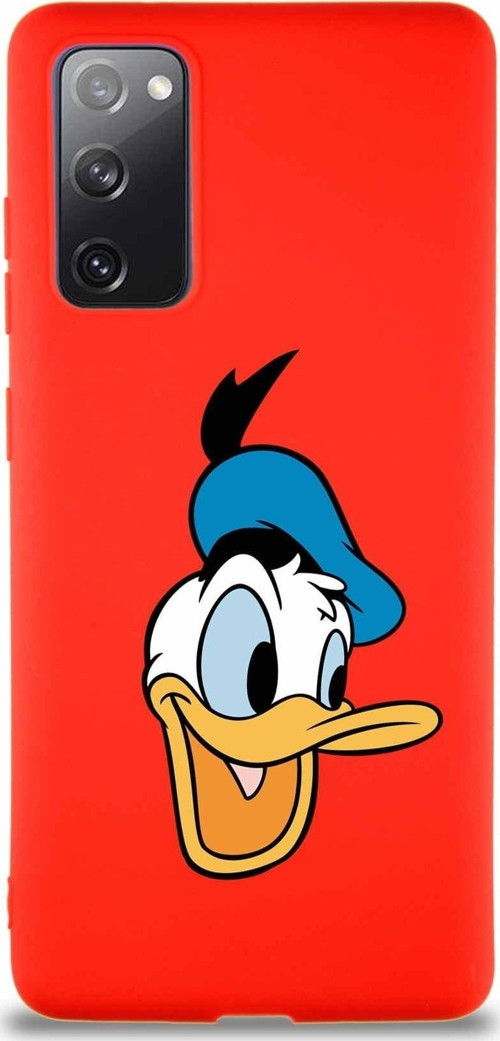 Samsung Galaxy S20 Fe Soft Premier Kapak Donald Duck-A Tasarımlı Silikon Kılıf - Kırmızı